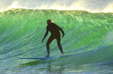 geoff riding a wave